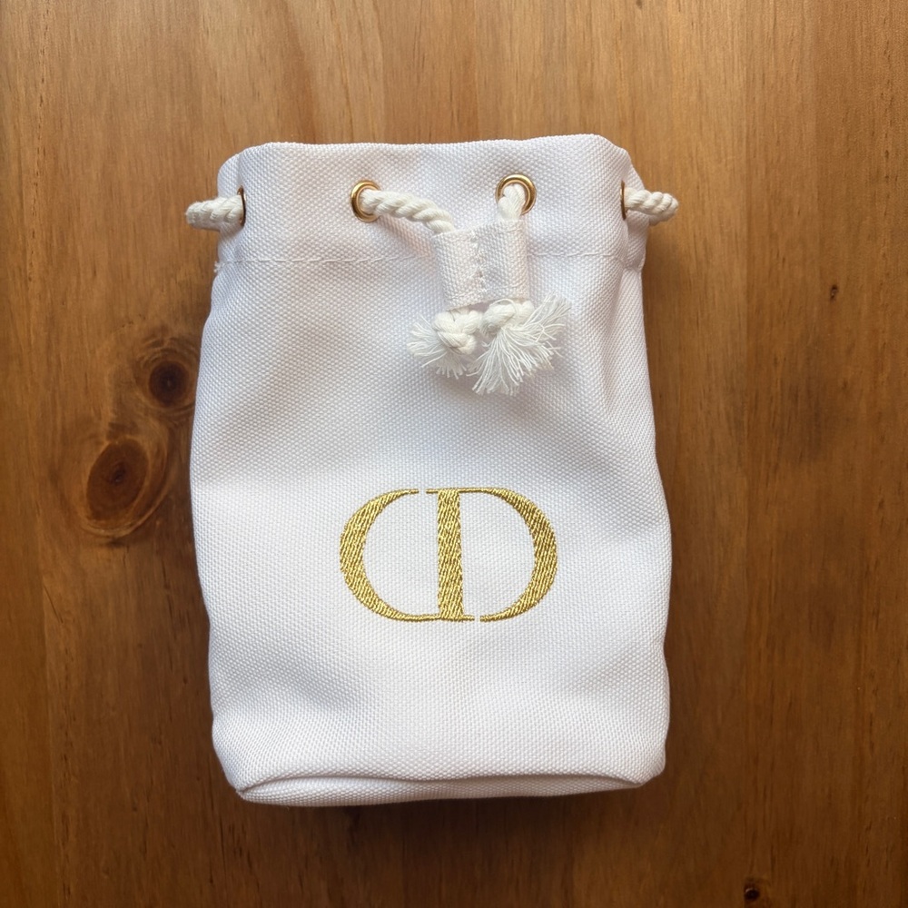 NEW DIOR Christian Dior Beige Bucket Bag Cosmetic Bag Pouch Purse Travel Bag